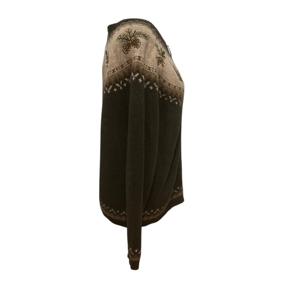 Croft & Barrow womens sz medium Cottagecore Leaf Embroidered Zip Sweater green - Picture 7 of 16